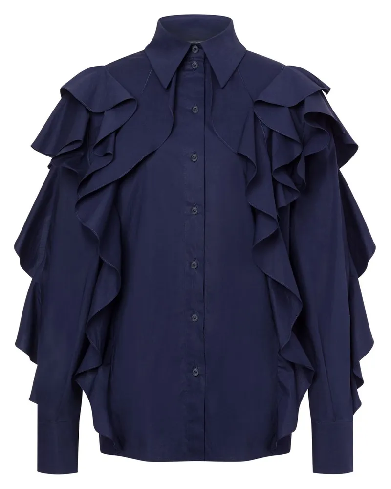 Alberta Ferretti Hemd mit Volants - Blau Blau