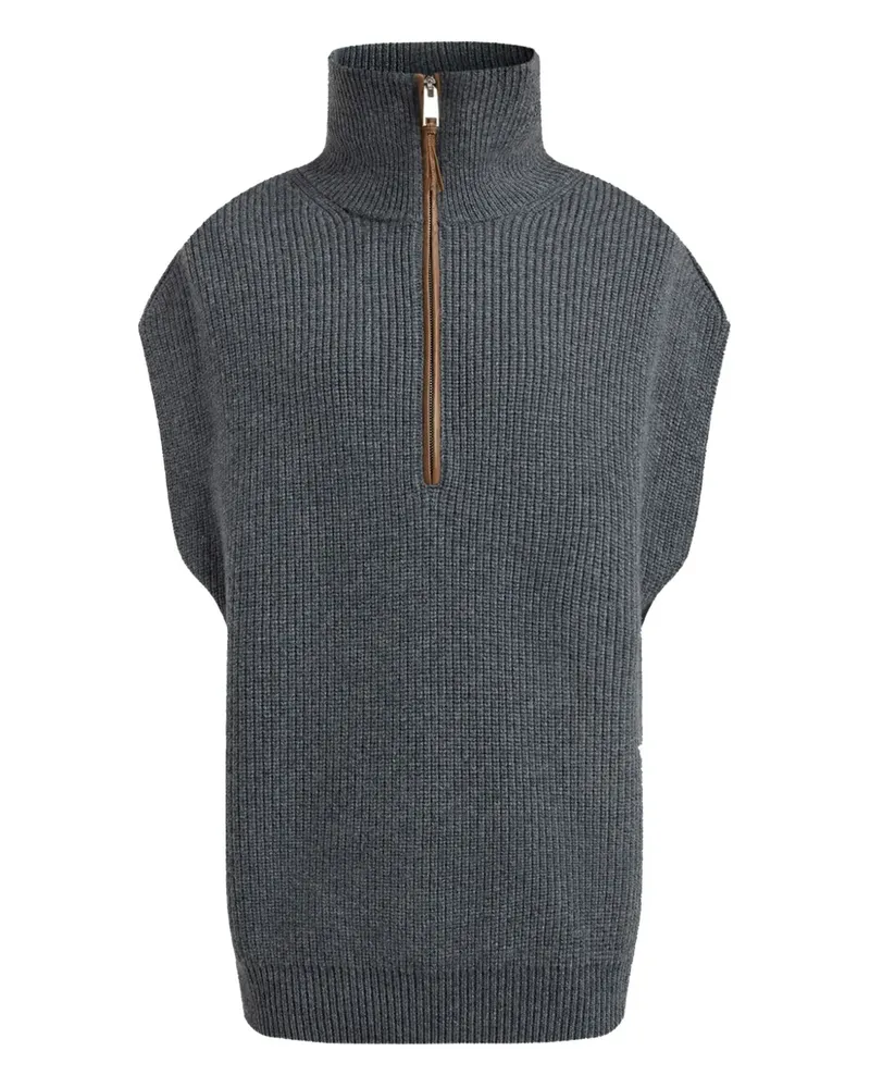 12 STOREEZ Gerippter Pullunder - Grau Grau