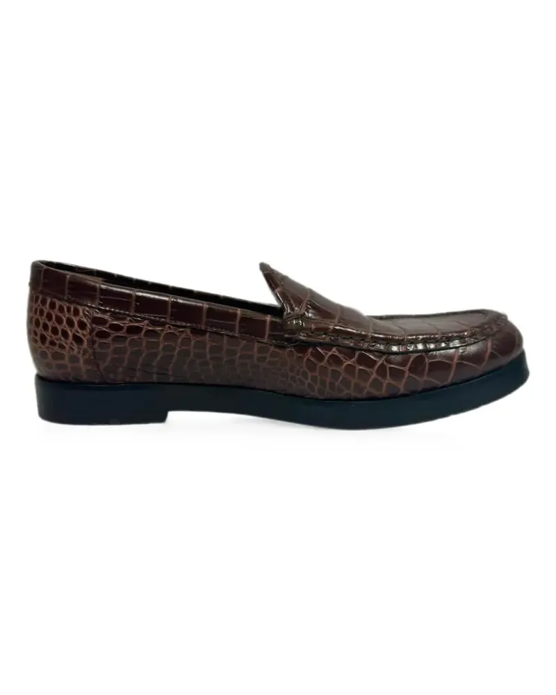Manolo Blahnik 2020s Ralone croc-effect leather loafers - Braun Braun
