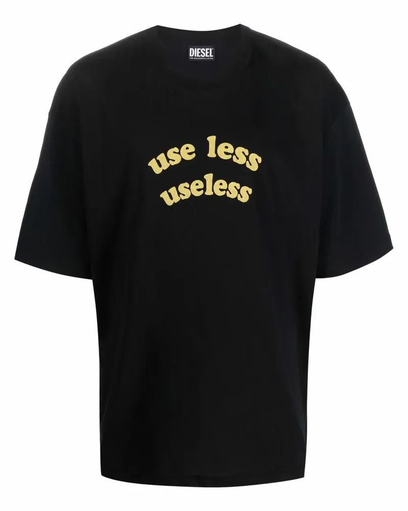 Diesel Oversized-T-Shirt mit Slogan - Schwarz Schwarz