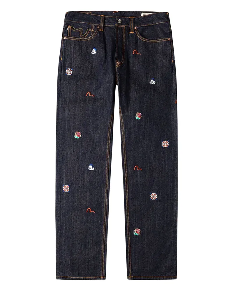 Evisu Bestickte Jeans - Blau Blau