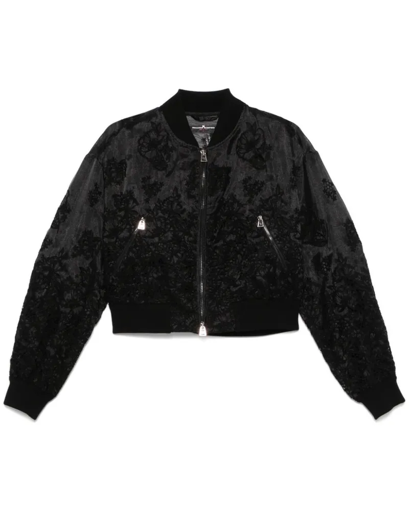 Ermanno Scervino Jeansjacke mit Blumenstickerei - Schwarz Schwarz