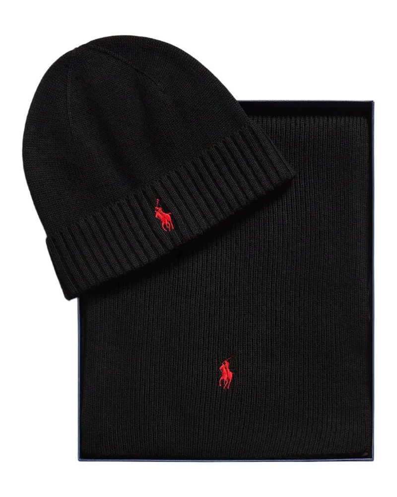 Ralph Lauren Geschenk-Set aus Beanie und Schal - Schwarz Schwarz