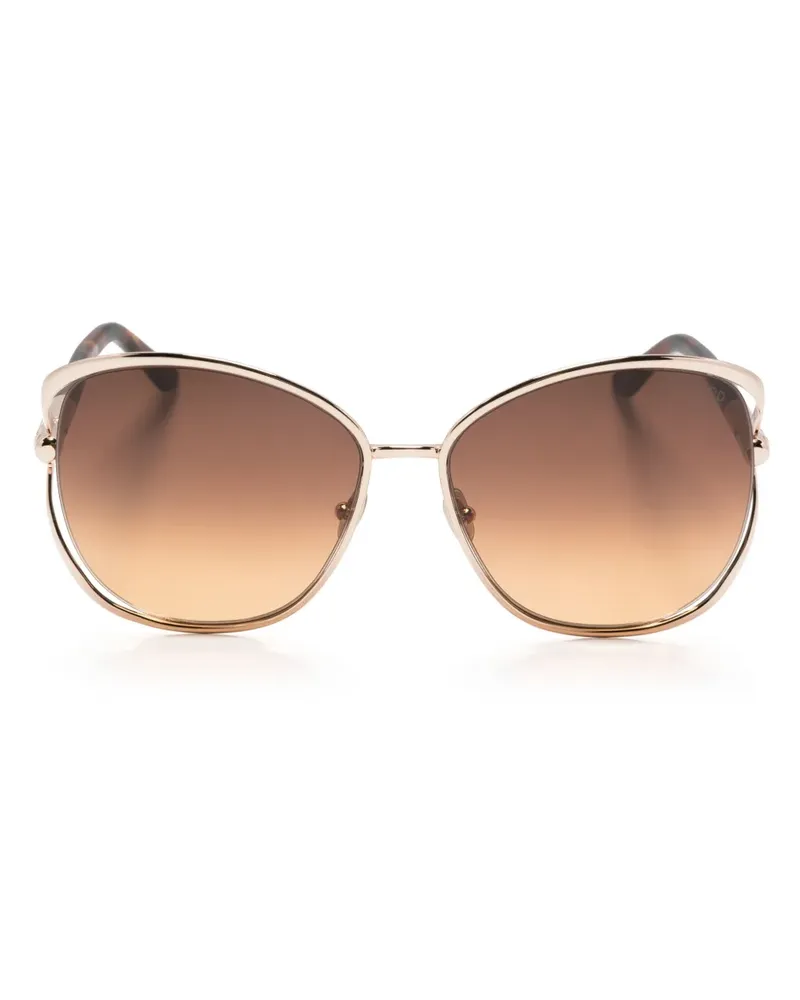 Tom Ford Rund Sonnenbrille mit Laser-Cuts - Braun Braun