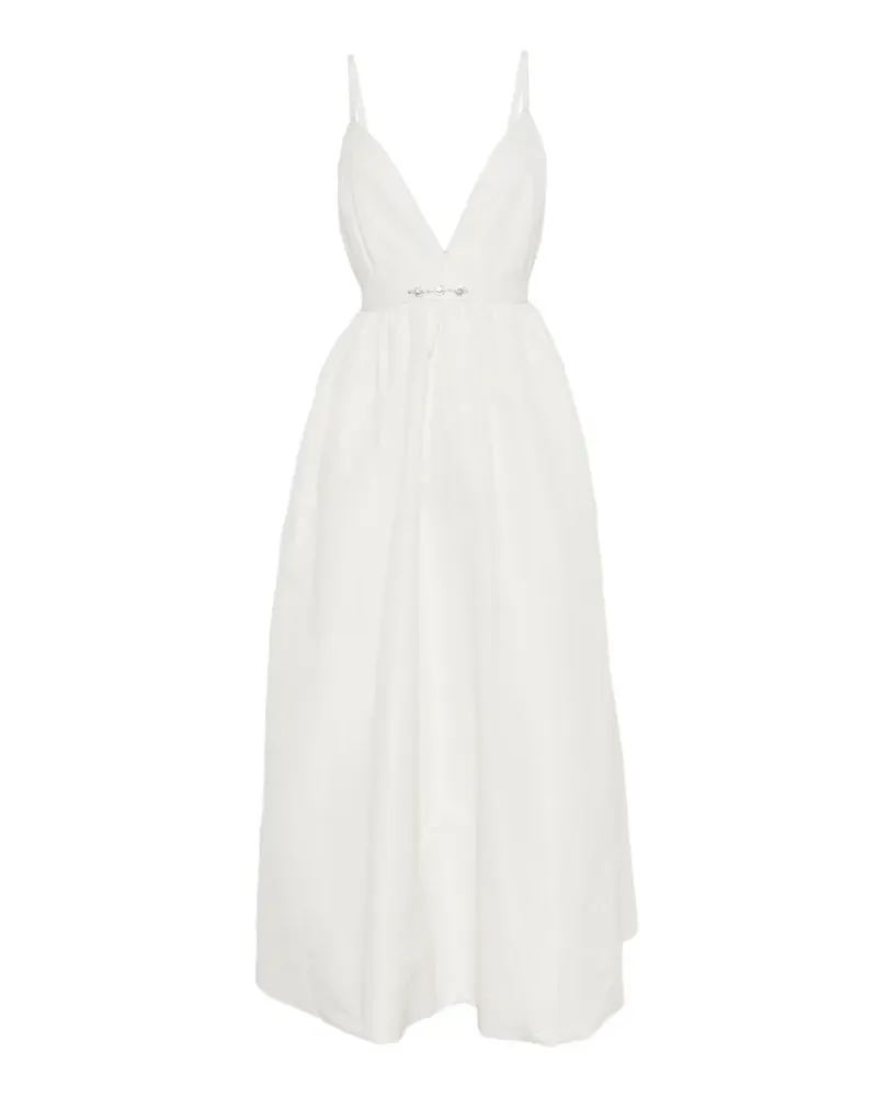 Maje Kristallverziertes Midikleid mit V-Ausschnitt - Weiß Weiß
