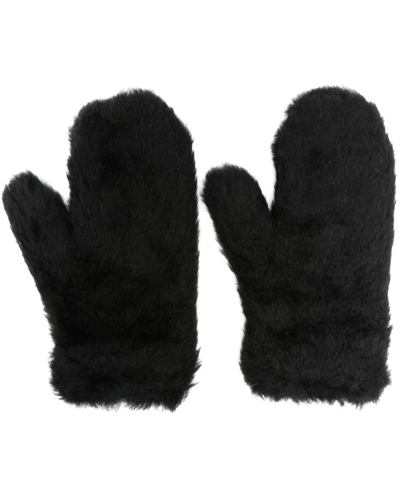 Max Mara Handschuhe mit Teddy-Effekt - Schwarz Schwarz