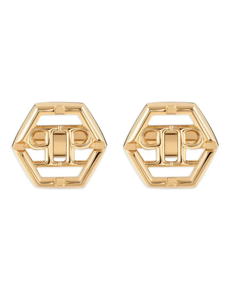 Philipp Plein Yellow Gold Hexagon Cufflinks Gold