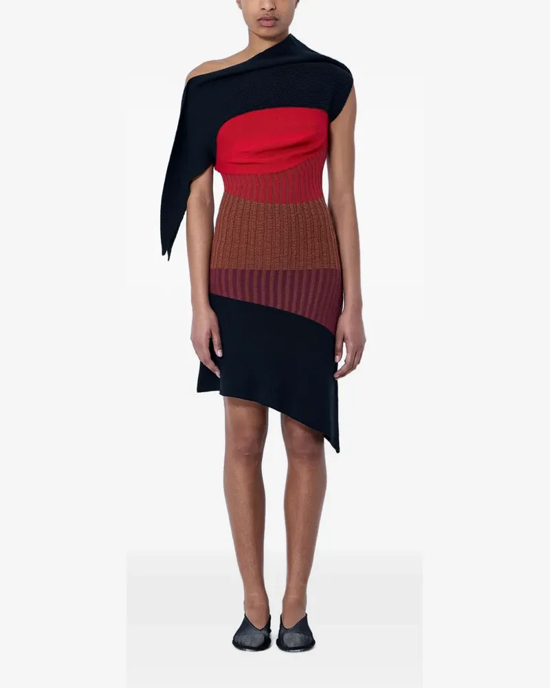 KIKO KOSTADINOV asymmetric-neck midi dress - Schwarz Schwarz