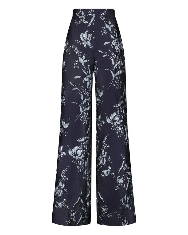 Lela Rose metallic floral wide-leg trousers - Blau Blau