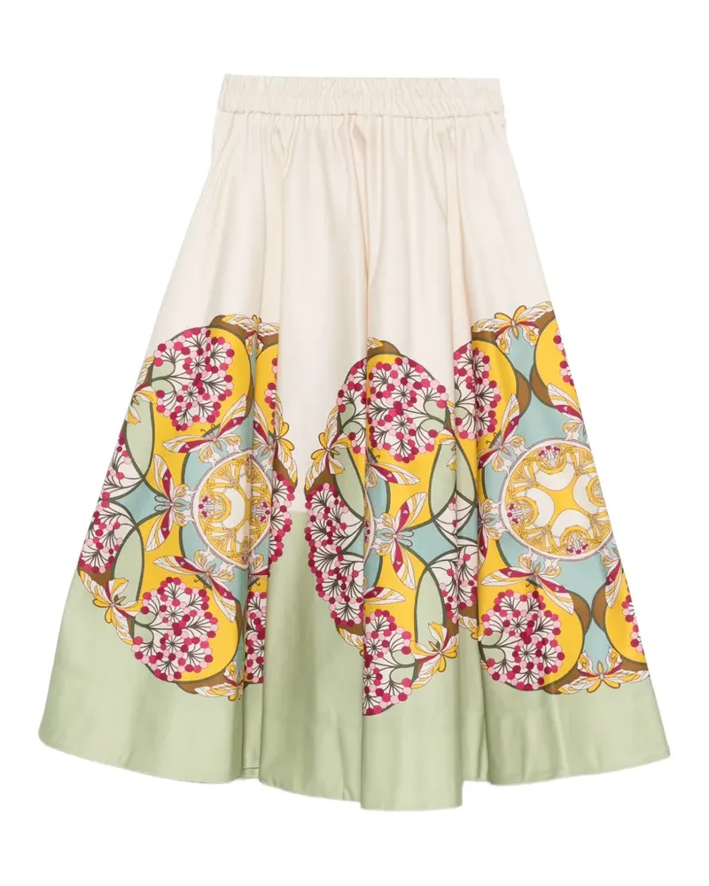 La DoubleJ floral-print midi skirt - Nude Nude