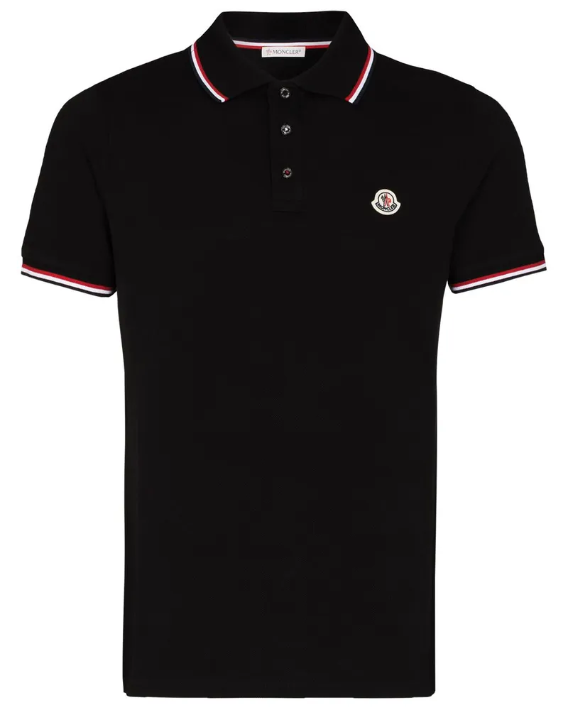 Moncler Poloshirt mit Logo - Schwarz Schwarz