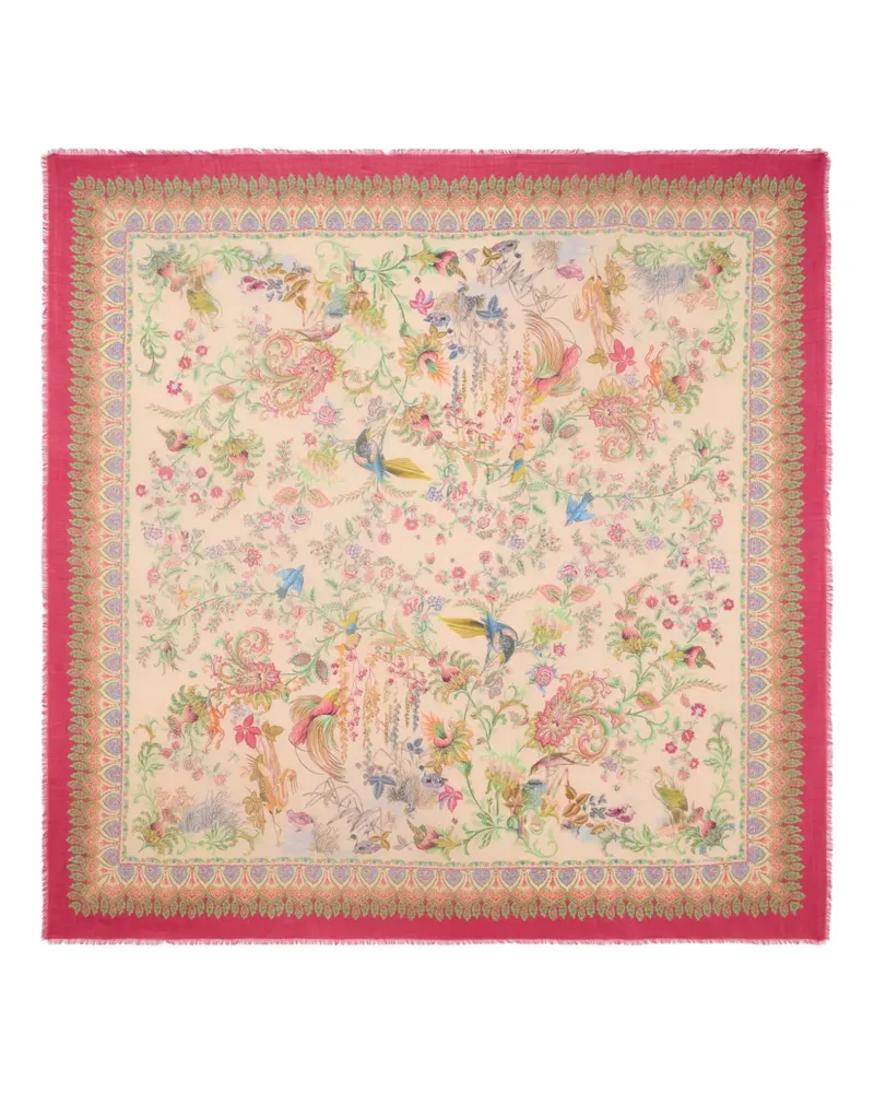 Etro Schal mit Flora-Fauna-Motiv - Nude Nude