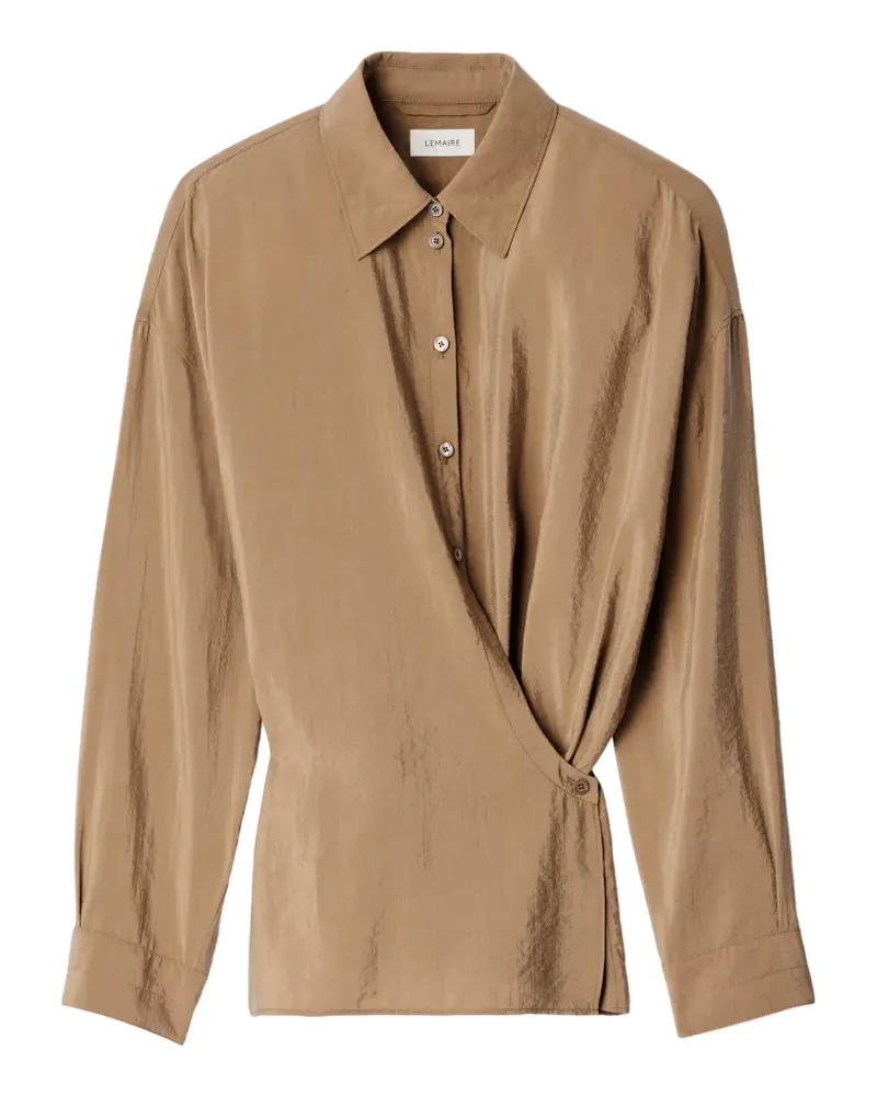 Christophe Lemaire straight-collar twisted shirt in dry silk - Braun Braun