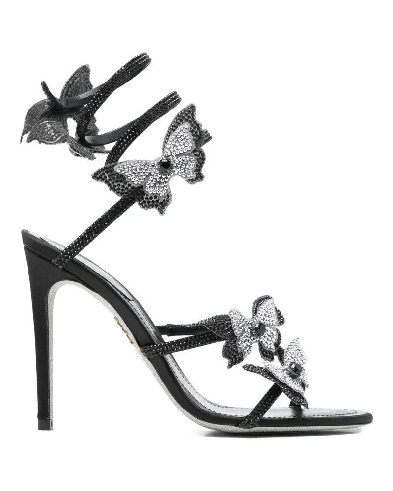 René Caovilla Sandalen mit Schmetterling - Schwarz Schwarz