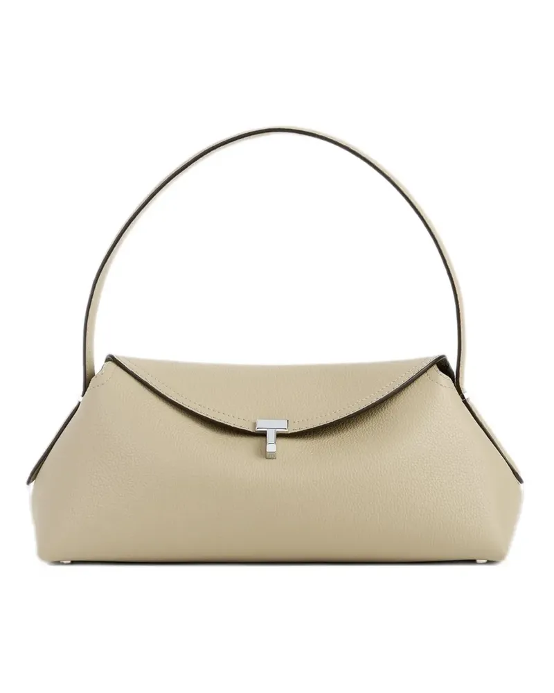 Totême Mittelgroße Schultertasche aus gekörntem Leder - Nude Nude