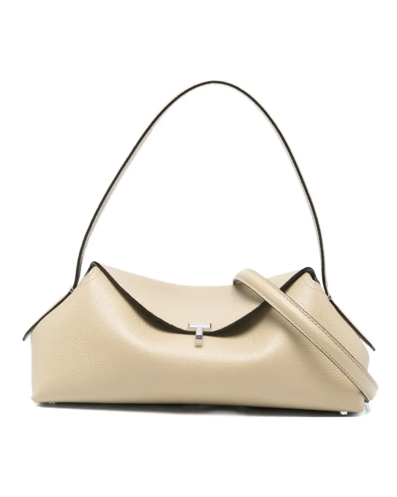 Totême Mittelgroße Schultertasche aus gekörntem Leder - Nude Nude