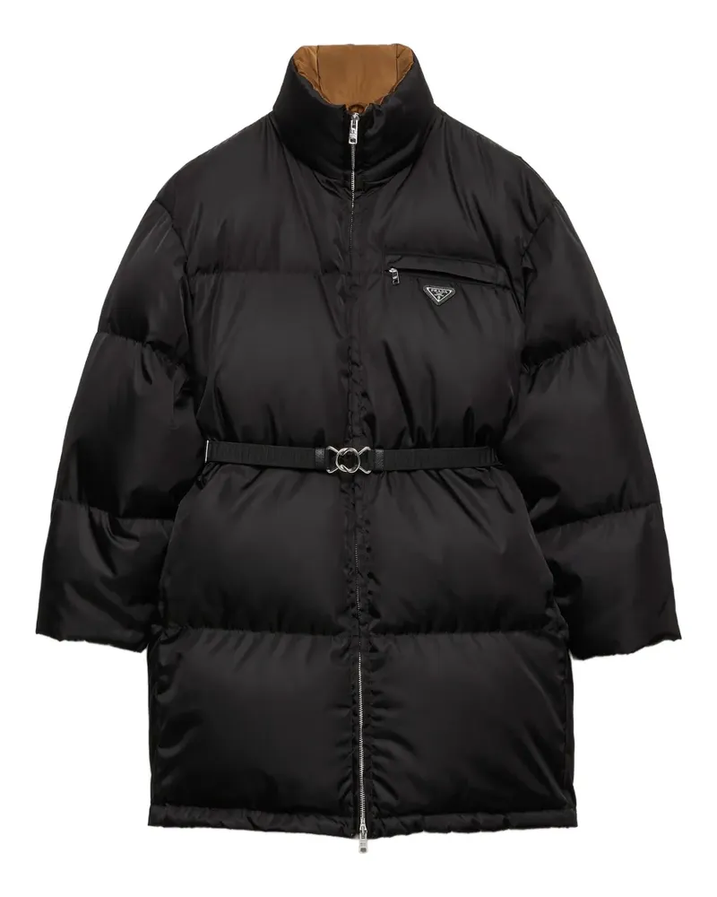 Prada Daunenmantel mit Triangel-Logo - Schwarz Schwarz