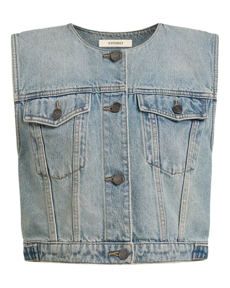 12 STOREEZ Weste aus Denim - Blau Blau
