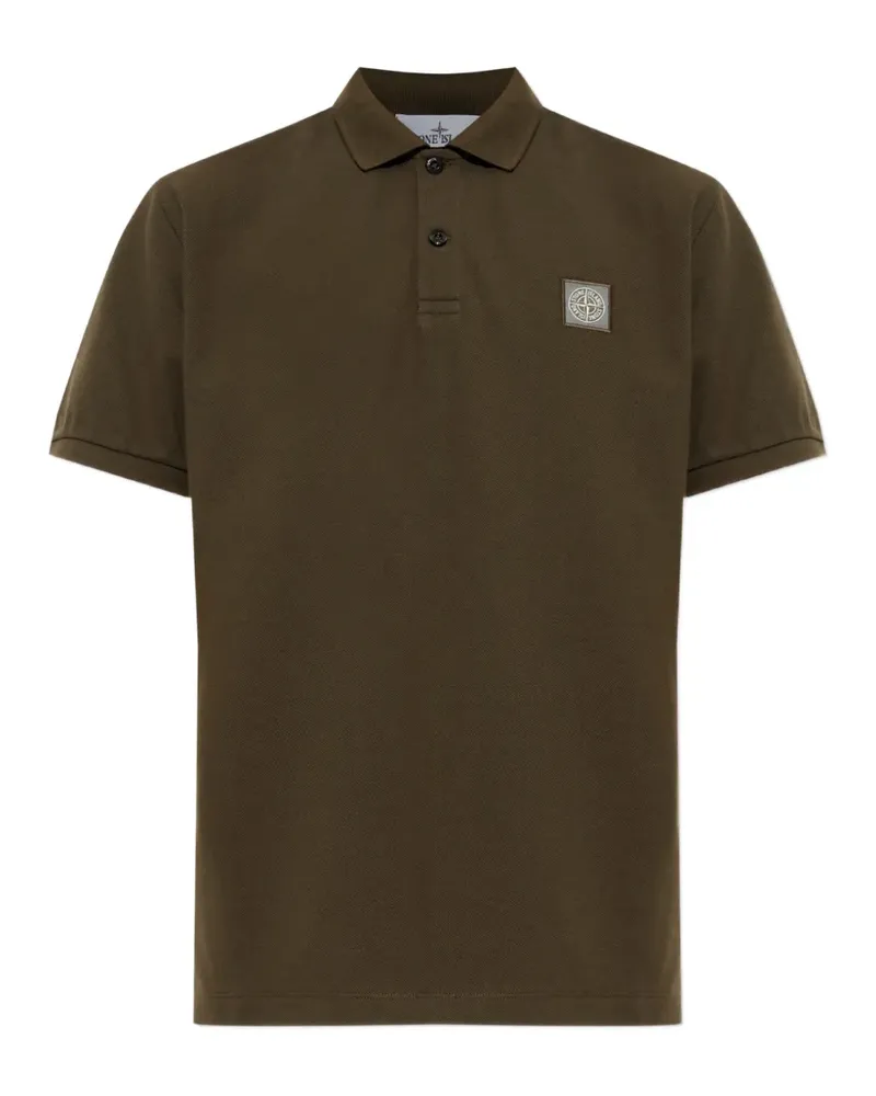 Stone Island logo-patch short-sleeve polo shirt - Grün Grün