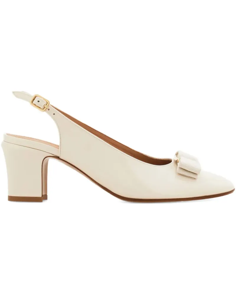 Ferragamo Slingback-Pumps mit Vara-Schleife 50mm - Weiß Weiß