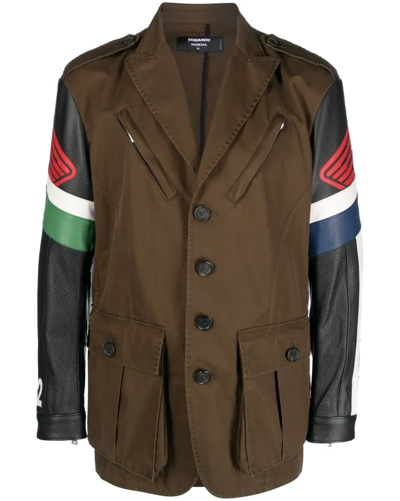 Dsquared2 Bikerjacke mit Kontrastärmeln - Braun Braun