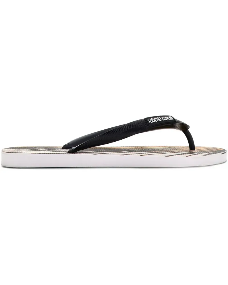 Roberto Cavalli Ray Gold Print flip-flops - Schwarz Schwarz