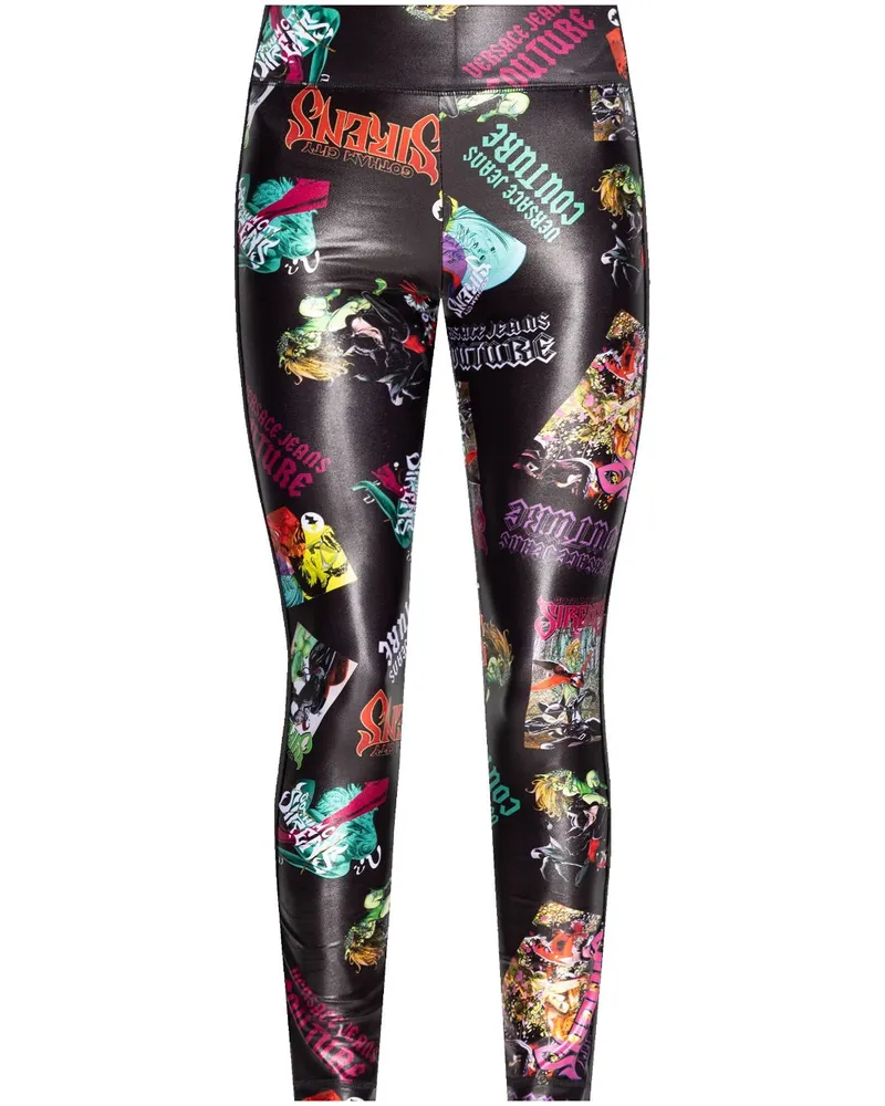 Versace Jeans Leggings mit abstraktem Muster - Schwarz Schwarz