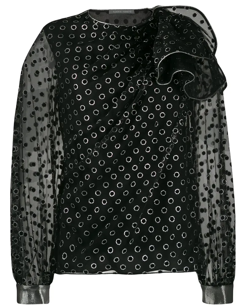 Alberta Ferretti Bluse mit Ösen - Schwarz Schwarz
