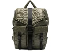 Gesteppter Rucksack mit Klappentasche - Grün