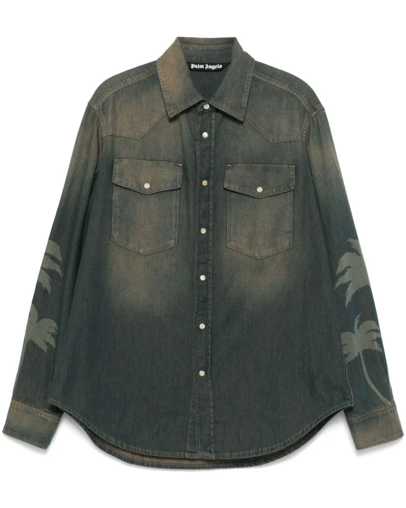 Palm Angels Hemd mit Palmen-Print Braun