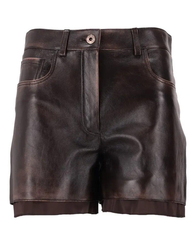 Miu Miu Ledershorts mit Tasche - Braun Braun