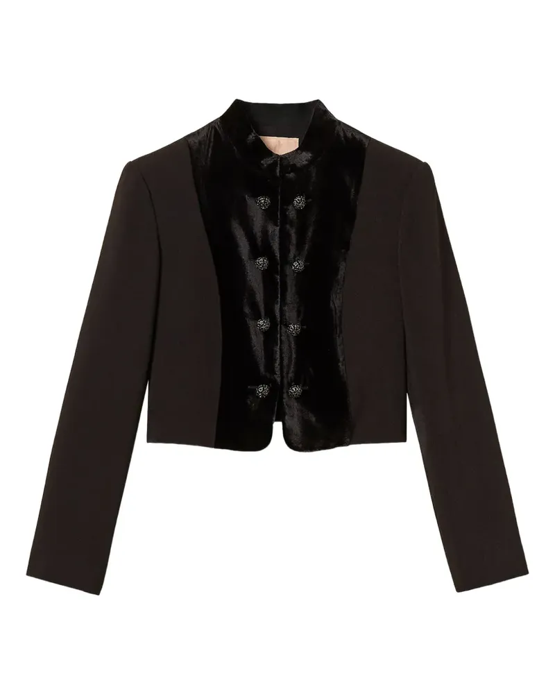 Twin-Set crêpe and velvet Spencer jacket - Schwarz Schwarz