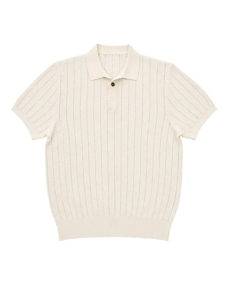 Heritage ribbed-knit polo shirt - Nude Nude