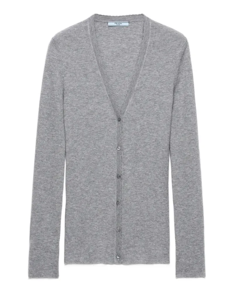 Prada Gerippter Cardigan aus Kaschmir - Grau Grau