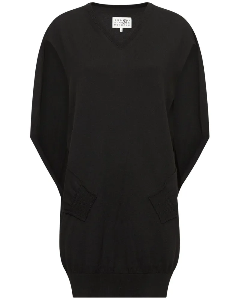 Maison Margiela Minikleid mit V-Ausschnitt - Schwarz Schwarz
