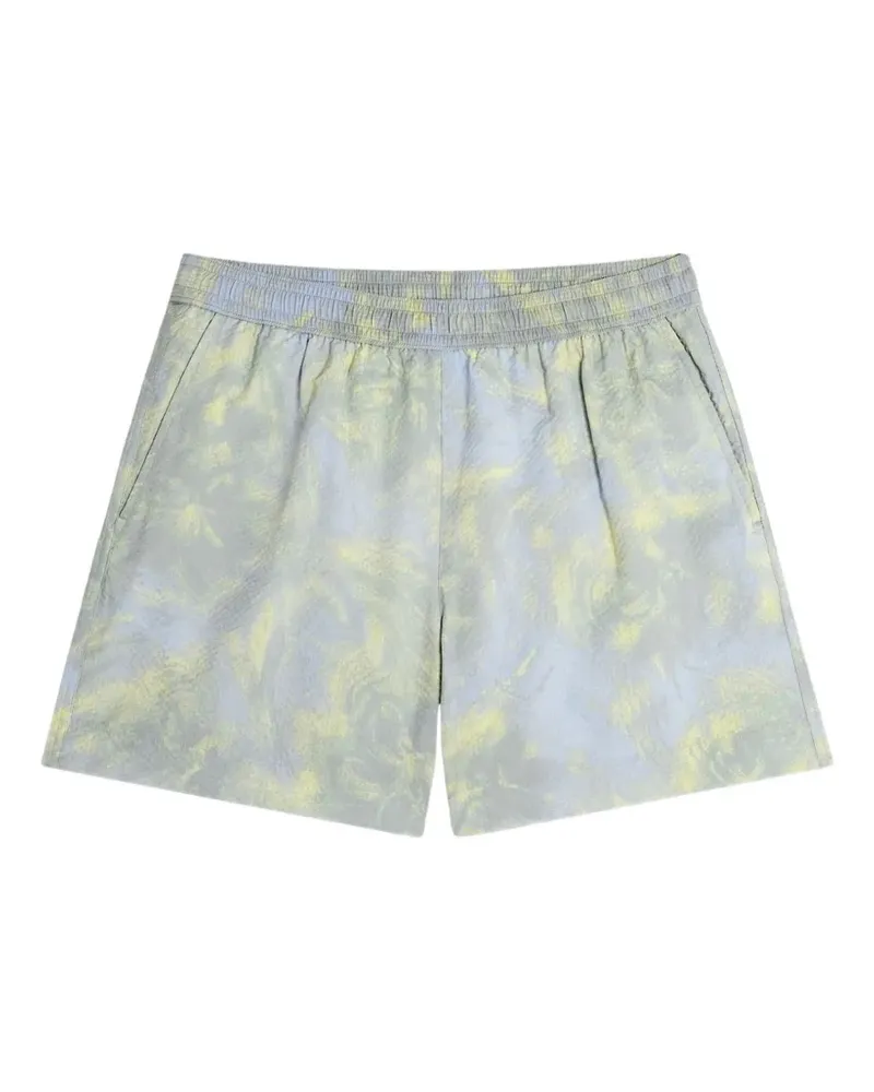 Kitsuné floral-print seersucker swim shorts - Blau Blau