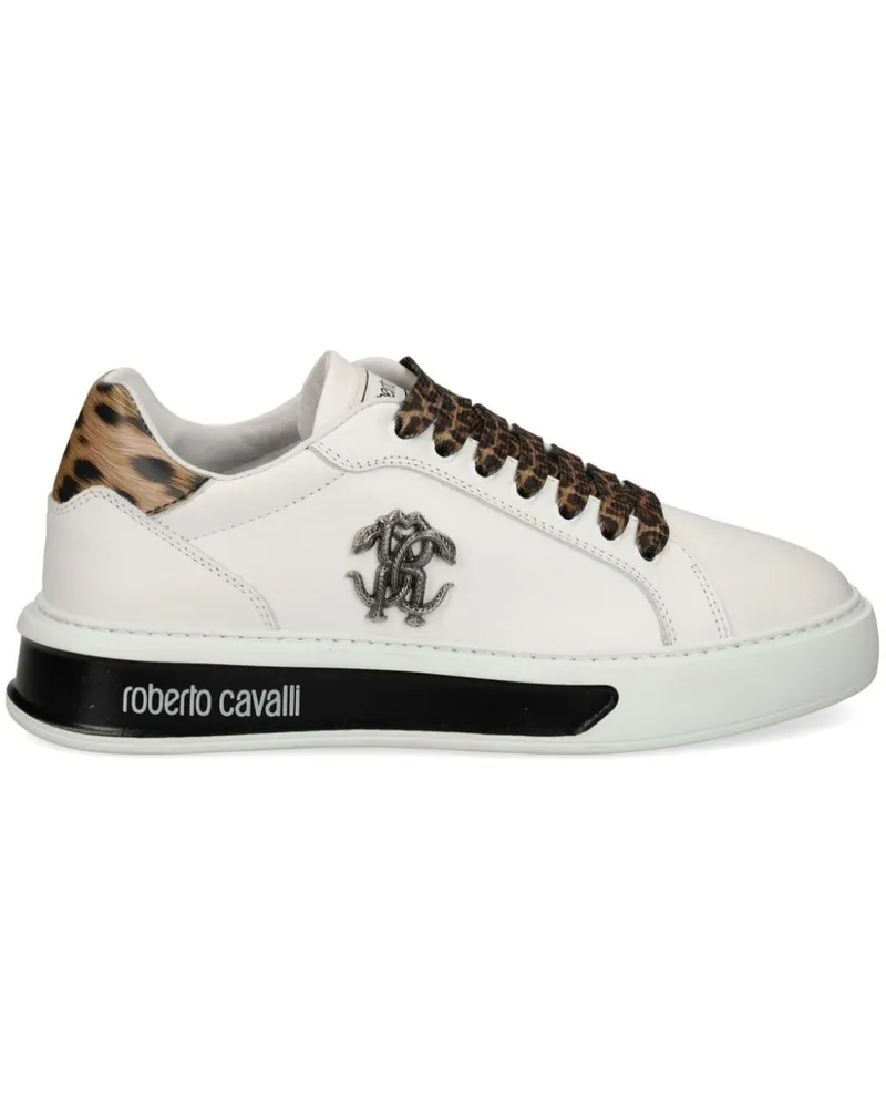 Roberto Cavalli Sneakers mit Mirror Snake-Schild Weiß