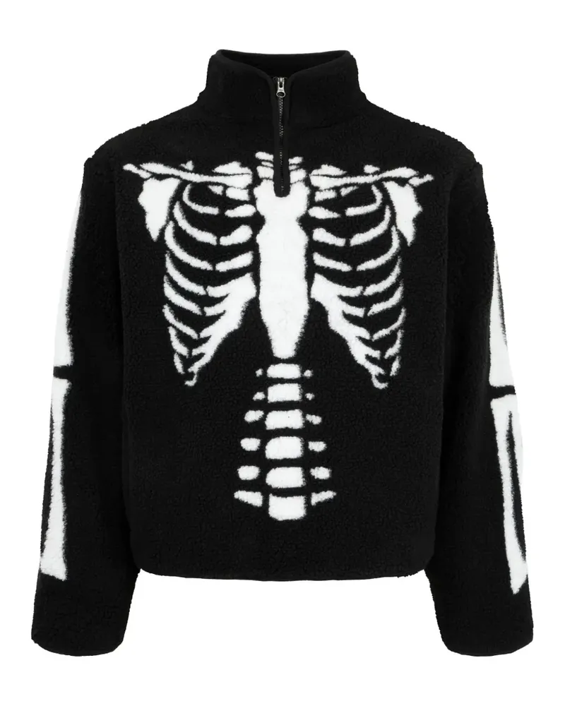 Market skeletal sherpa sweatshirt - Schwarz Schwarz