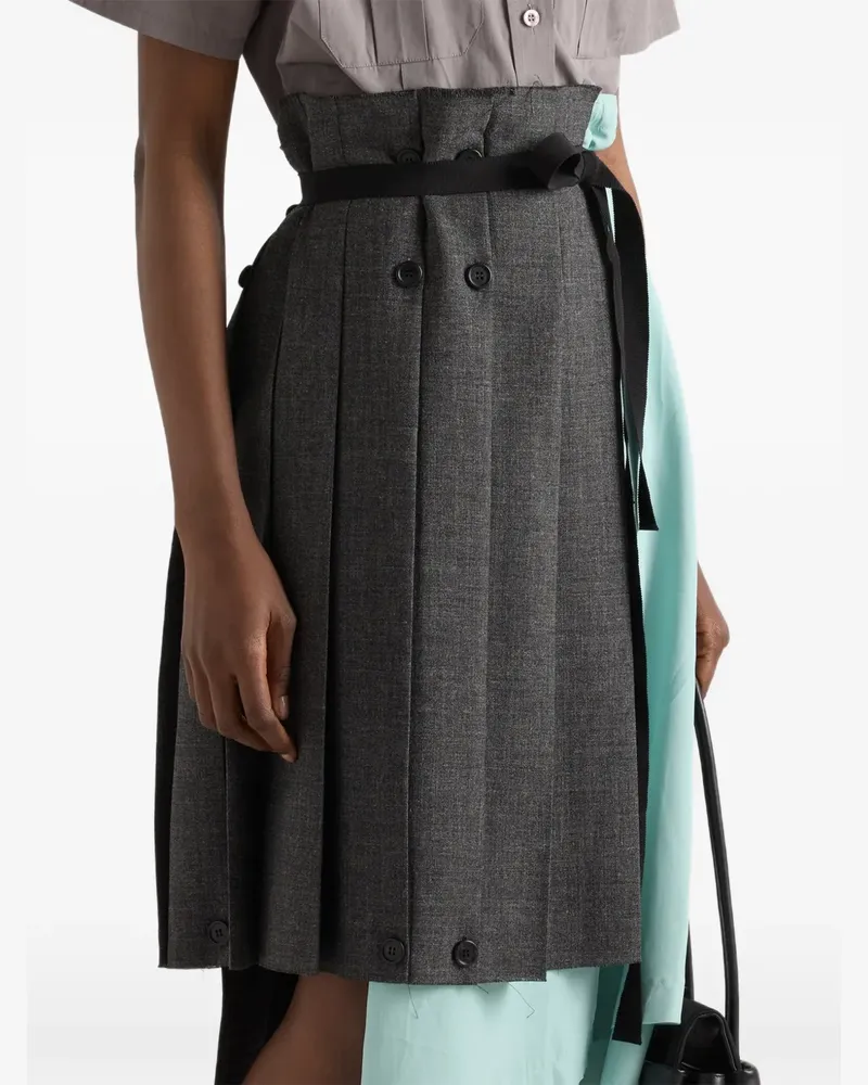 Prada rush stitch fabric patchwork skirt - Grau Grau