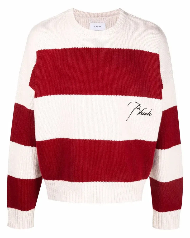 RHUDE Gestreifter Pullover mit Logo - Nude Nude
