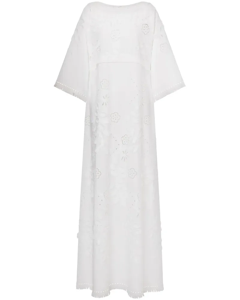 Alberta Ferretti Maxikleid mit Lochstickerei - Weiß Weiß