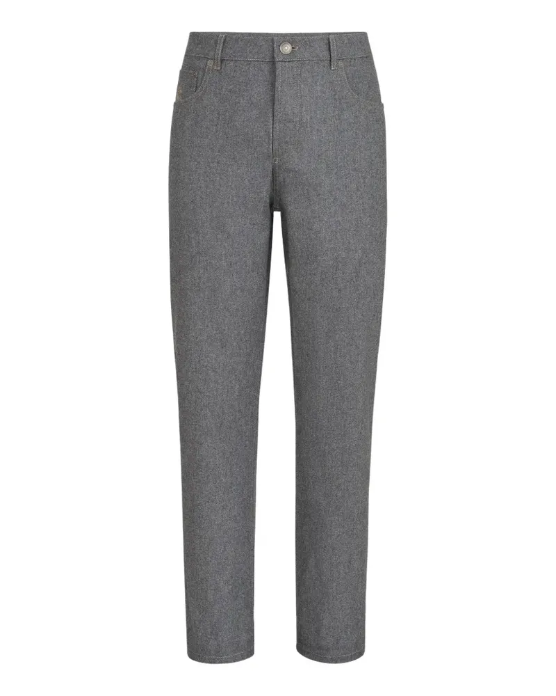 Brunello Cucinelli Five-Pocket-Hose aus Schurwollflanell - Grau Grau