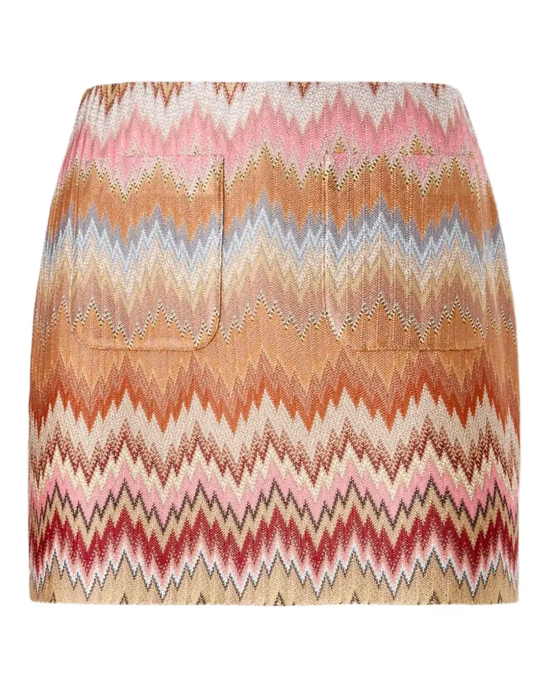 Missoni patch-pocket zigzag-pattern mini skirt - Orange Orange