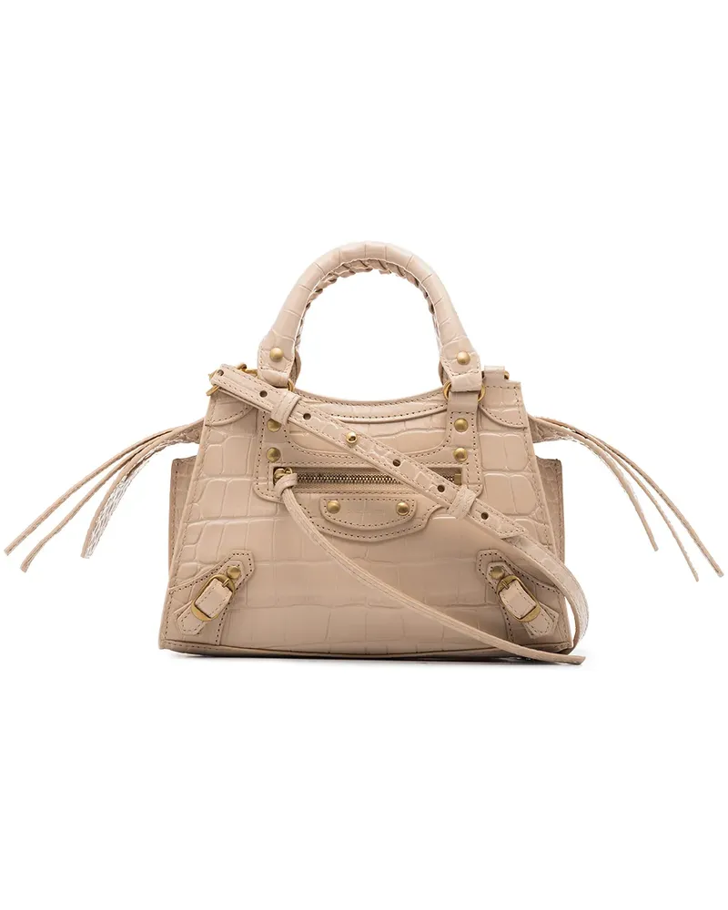Balenciaga Neo Classic Mini-Tasche mit Kroko-Effekt - Nude Nude