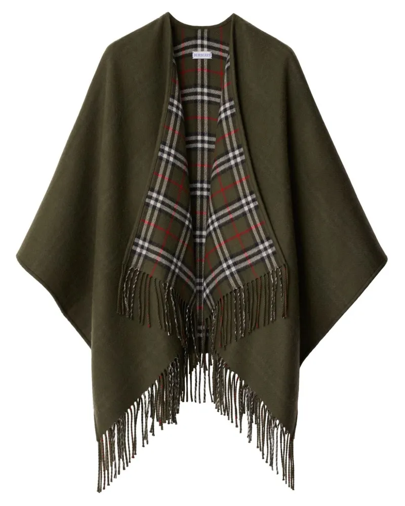 Burberry Wendbares Cape mit Karomuster - Grün Grün