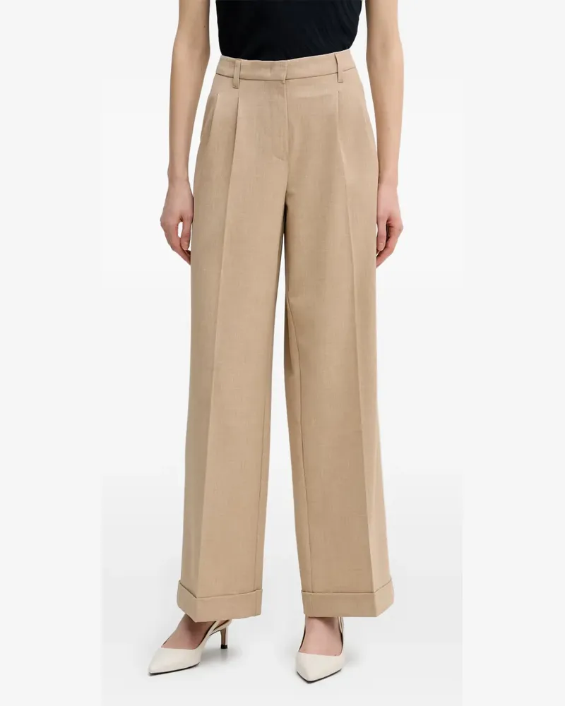 MARC AUREL pleated-detail turn-up-cuff trousers - Nude Nude