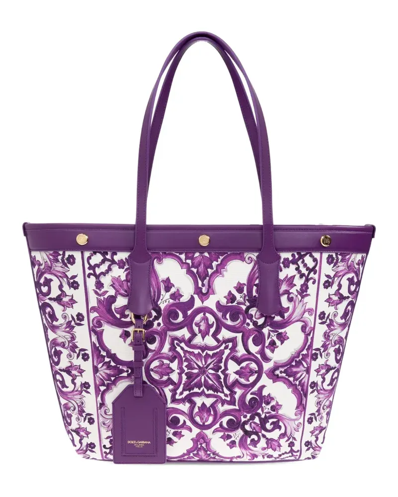 Dolce & Gabbana Tote Bag mit Majolica-Print - Violett Violett