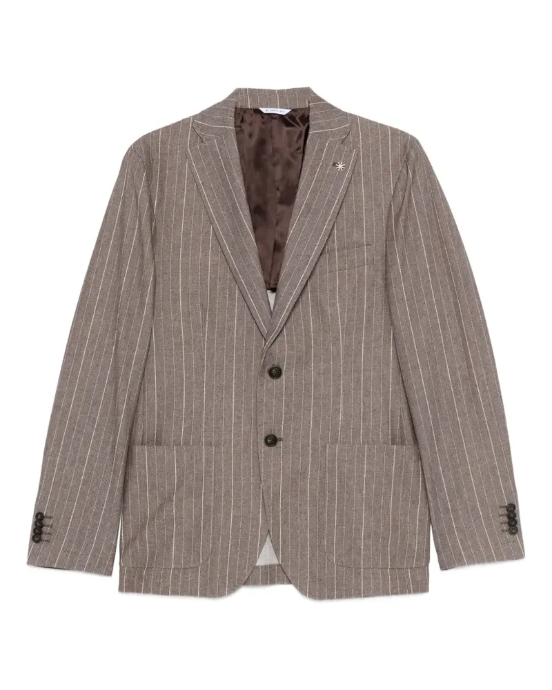 Manuel Ritz Gestreifter Blazer mit zwei Knöpfen - Braun Braun