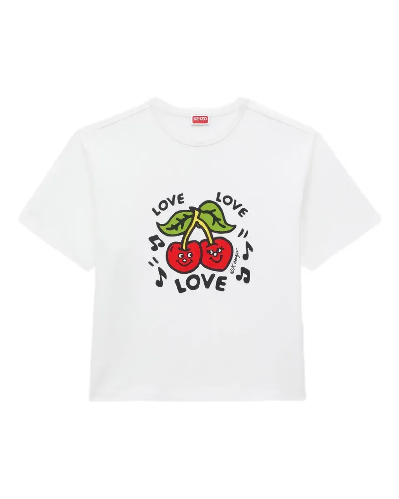 Kenzo Loves T-Shirt mit Kirschen-Print - Weiß Weiß