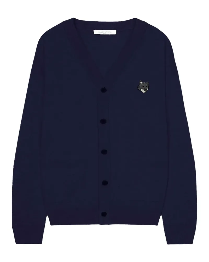 Kitsuné logo-patch V-neck cardigan - Blau Blau